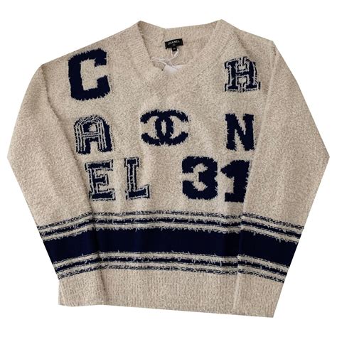 chanel womens knitwear|authentic Chanel logo sweater.